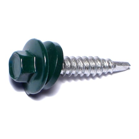 Buildright Self-Drilling Screw, #10 x 1 in, Painted Steel Flange Hex Head External Hex Drive, 3000 PK 09596